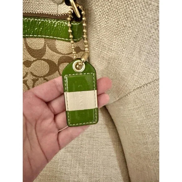 NWT Coach Heritage Stripe Shoulder Bag - Green Khaki Signature Canvas Y2K Retro - Picture 4 of 8